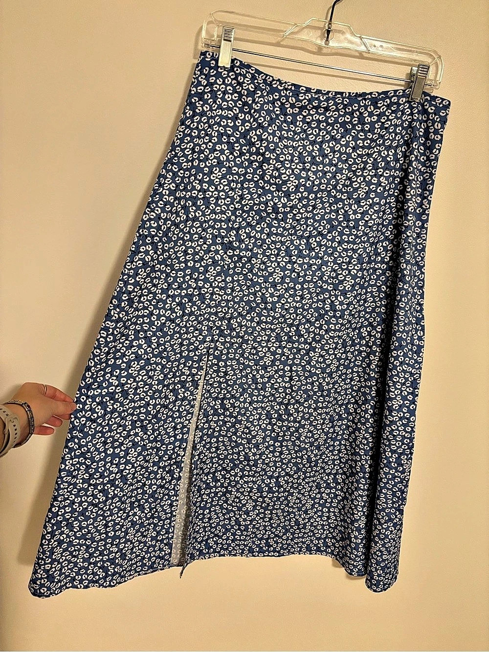 Floral Midi Skirt in Blue & White Like New